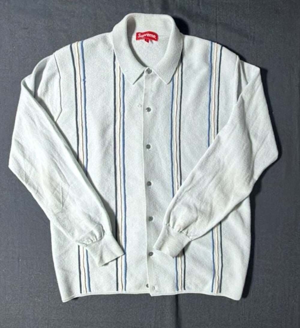 Supreme SS16 Striped Polo Sweater Wool Cardigan